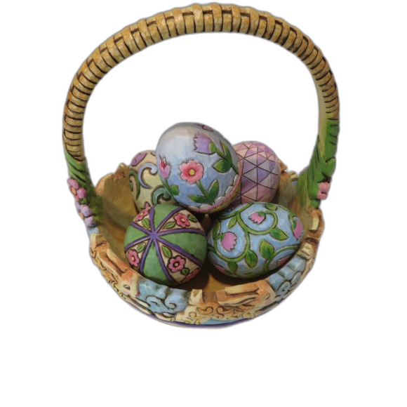 Jim Shore "Spring Hop" Easter Basket with Five Eggs - Picture 1 of 6